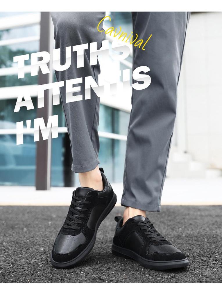 Men's Casual White Round Toe Low-Top Lightweight Sneakers for Spring and Autumn