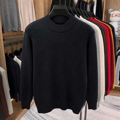 Yiliteng Men's Fleece Lined Crew Neck Sweater