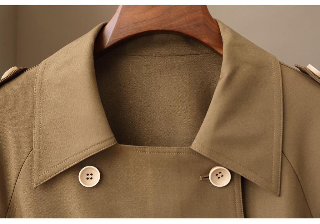 2026 Spring Women's British Style Double-Breasted Belted Trench Coat