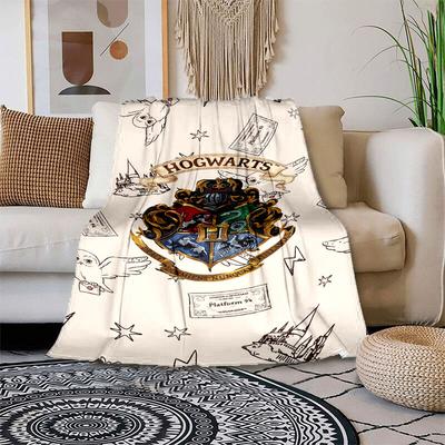 1pc Hogwarts Crest with Houses Symbols Cartoon Blanket,Portable Throw for Travel & Camping, All Season Cozy Blanket,Ideal Gift