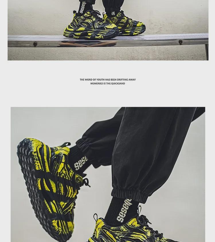 Thick-Soled Men's Height-Boosting Dad Sneakers, Trendy Street Style Casual Sports Shoes for Spring and Autumn.