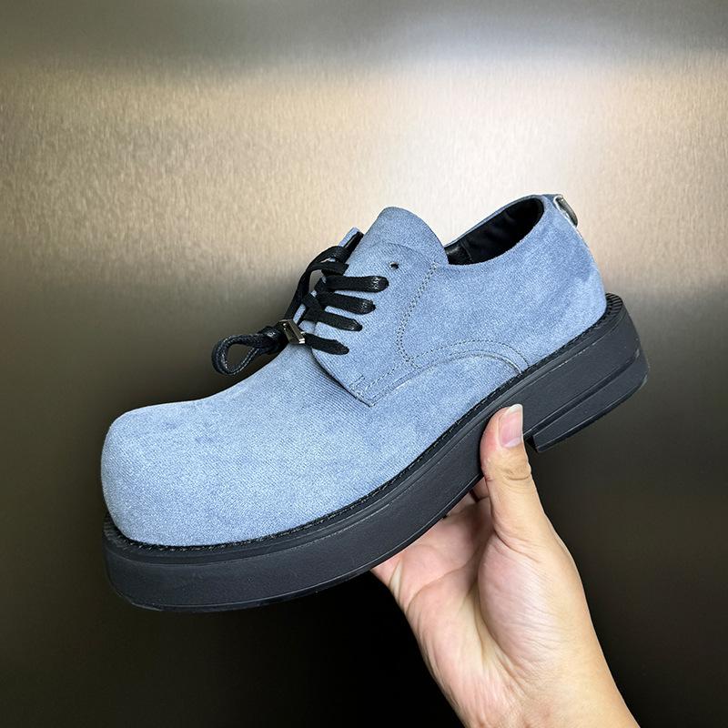 2026 Fashion Suede Mens Shoes Casual High-end Thick-soled Derby Shoes for Men Round Head Versatile Fashion Platform Sneakers Men