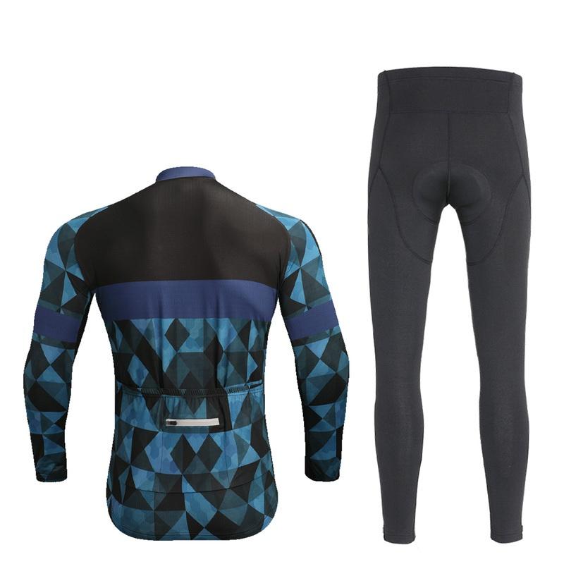 Respirável equitação bicicleta jerseys conjunto de roupas de ciclismo secagem rápida dos homens manga longa roupas terno usar calças justas