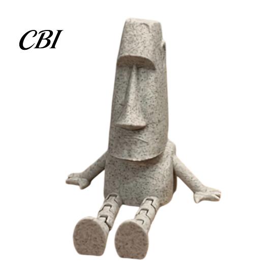 Fine Texture Easter Island Figure 3D Printed Articulated Moai Statue Ornament, Movable Joints Figurine, Stable Stone Decor Sculpture for Desktop