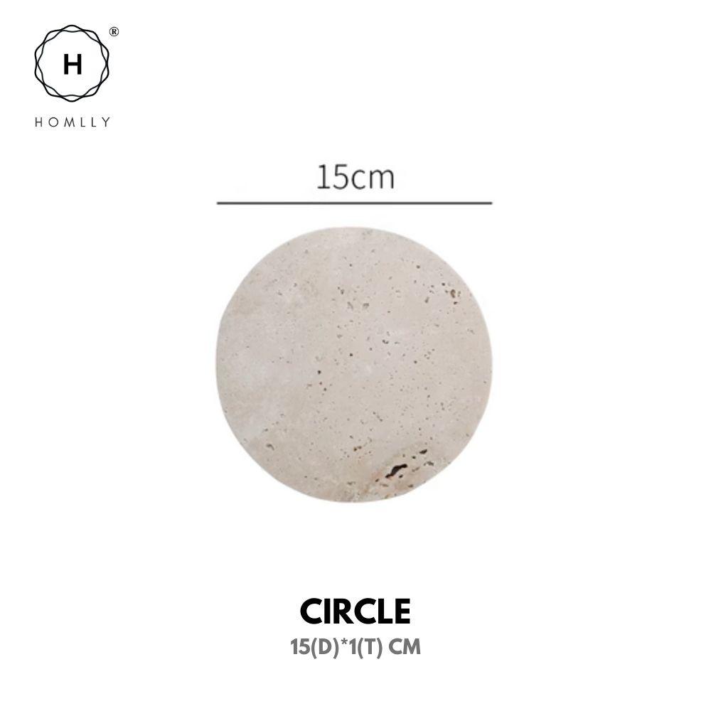 Homlly Beige Travertine Decorative Stone Tray Slab (X5 PCS)