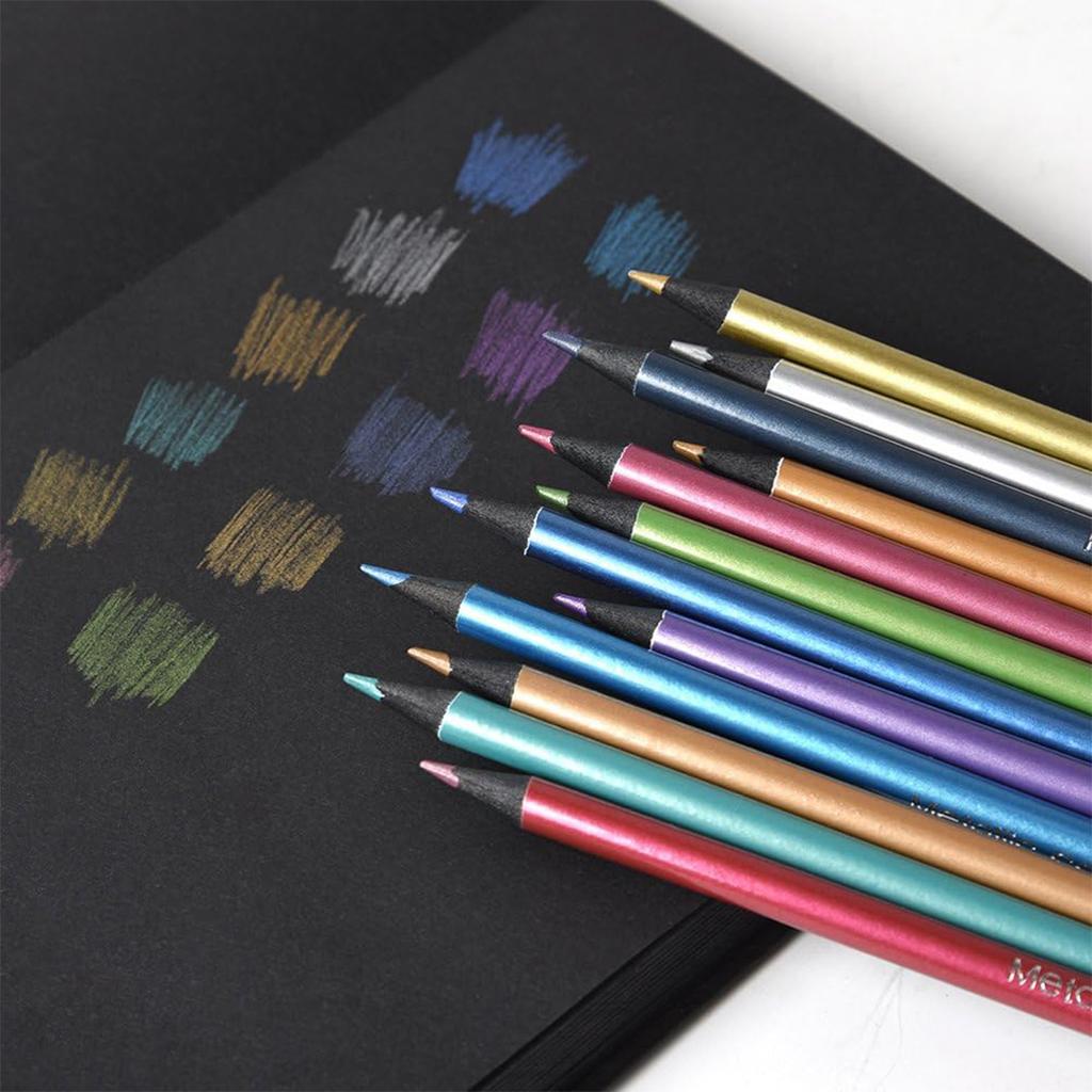 12 Colors Metallic Colored Pencil Colored Drawing Pencil Sketching Pencil Painting Colored Pencils Art Supplies Color Pencil Set