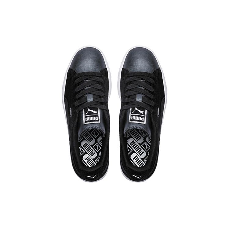 Puma Suede Shimmer Mesh Lightweight Low-Top Sneakers Women Sneakers Black Gray 369597-02