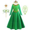 Fiona Dress Halloween Shrek Cosplay Fantasy Dress Up Green Princess Costume Children Elegant Gown Kids Long Sleeve Print Frocks