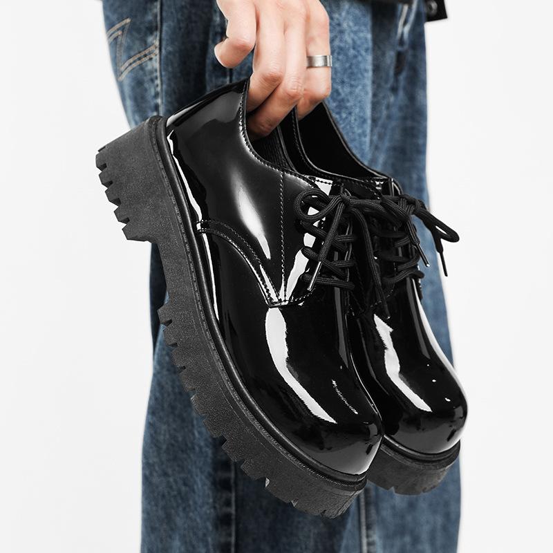 Fashion Men's British Style Leather Shoes Big Round Toe Anti-Slip Formal Casual Dress Shoes Comfortable Black Autumn Winter 2025 Fashion