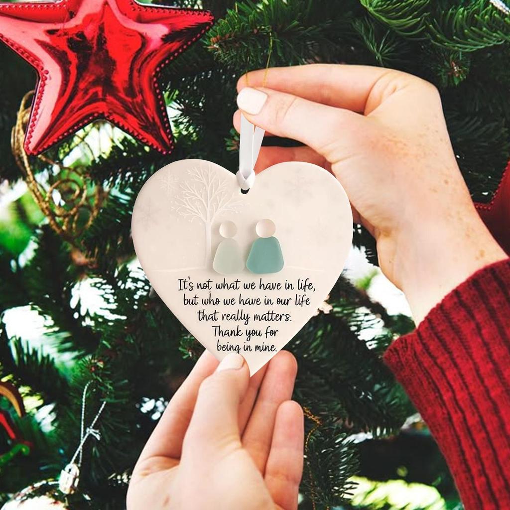 Neues Herzförmiges Seeglas-Erinnerungsstück Freundschaftsdeko Acryl Herzförmiger Anhänger Weihnachtsbaum Hängedekoration Weihnachtsgeschenk