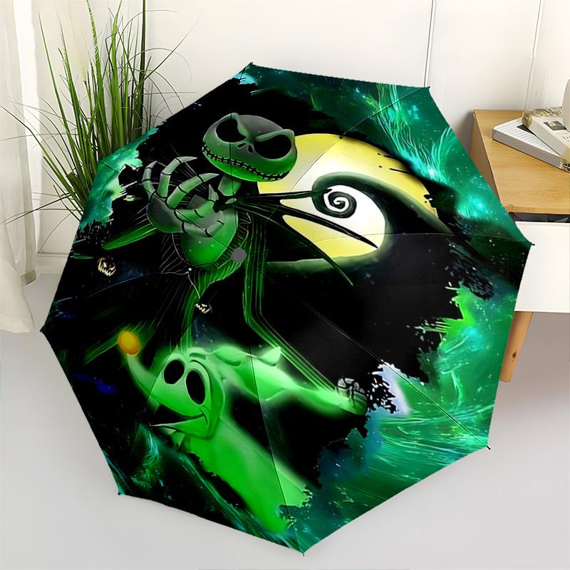 Nightmare Before Christmas, Jack Skellington Themed Automatic Opening and Closing Umbrella, Brightly Colored 8-rib Portable Umbrella, Suitab
