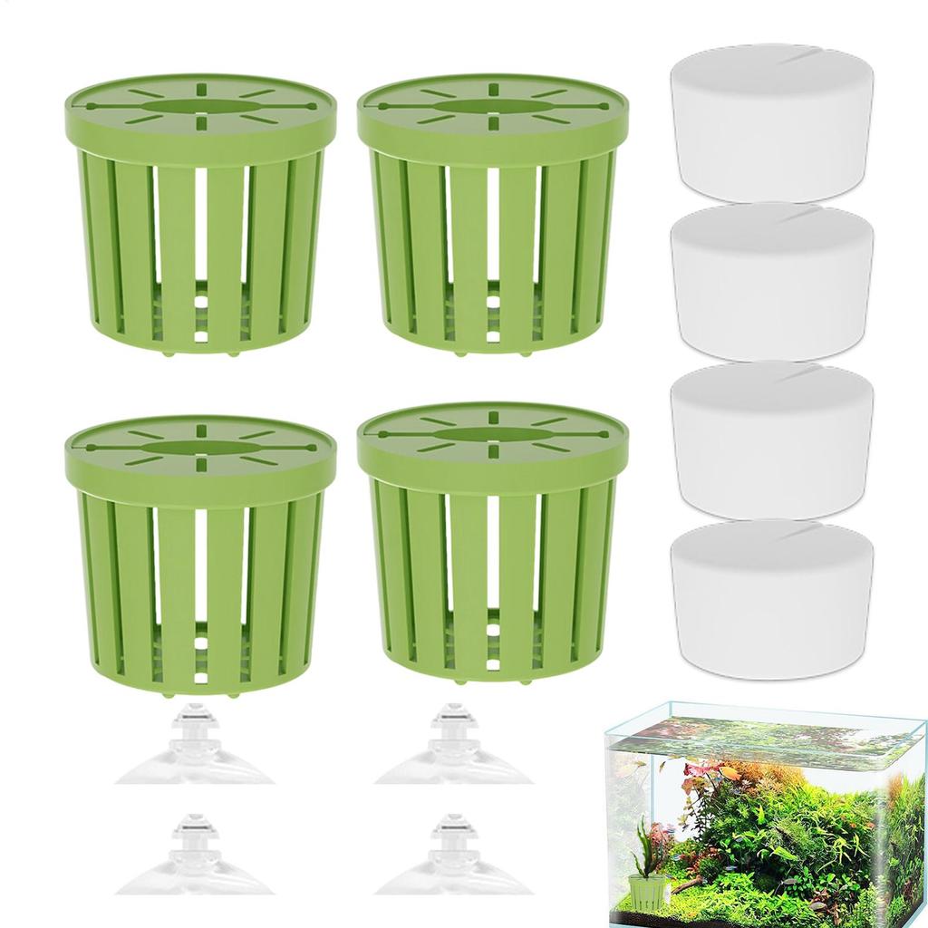 4Pcs Aquatic Plants Fixed Set Aquarium Plant Fixed Basket with Suction Cup Fish tank Aquatic Plant Holder Landscape Accessories