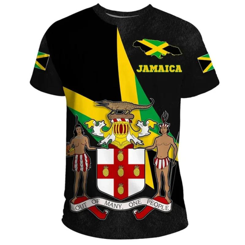 Mode d'été Nouveau 3D Jamaïque Drapeau National Emblème Impression T-shirt Jamaïque Armoiries Graphique T-shirts Pour Hommes Vêtements Vintage