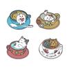 White Rabbit & Cat Coffee Bath Drip Oil Brooch - Creative Versatile Badge
