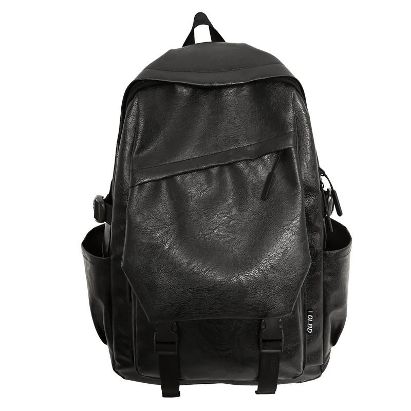 Ielgy Backpack Simple Fashion PU Backpack Student Large Capacity