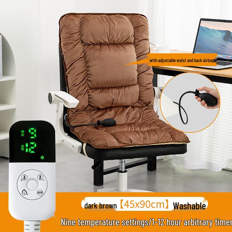 Heated Office Chair Cushion with Backrest - Electric Warming Pad for Autumn and Winter