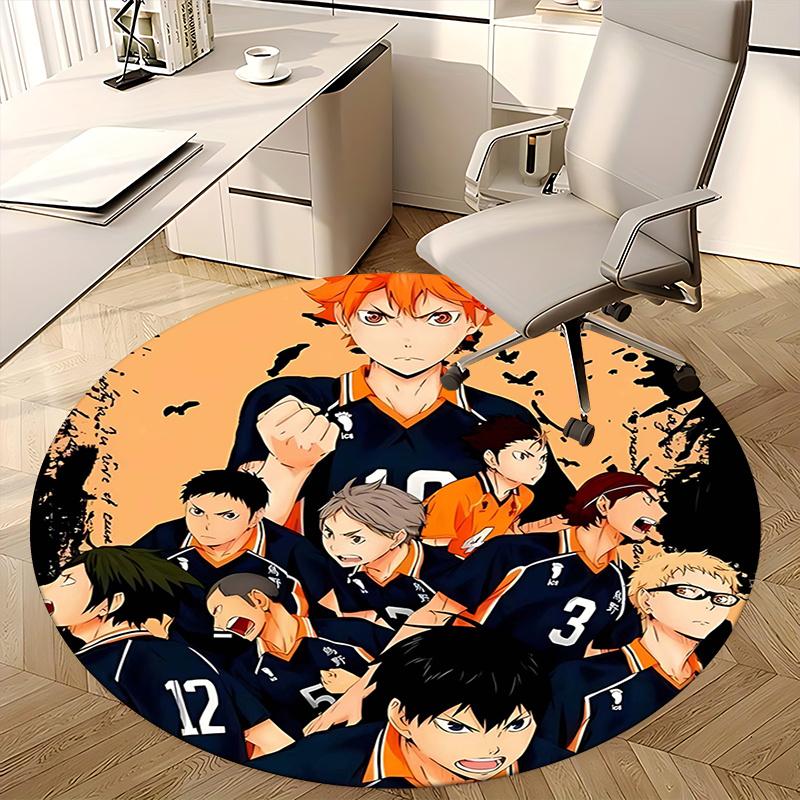 Haikyuu!! Team Kuroo Chair Mat Round Rug-Office Carpet, Non-slip, Suitable for Living Rooms, Bedrooms Decor.1205020a