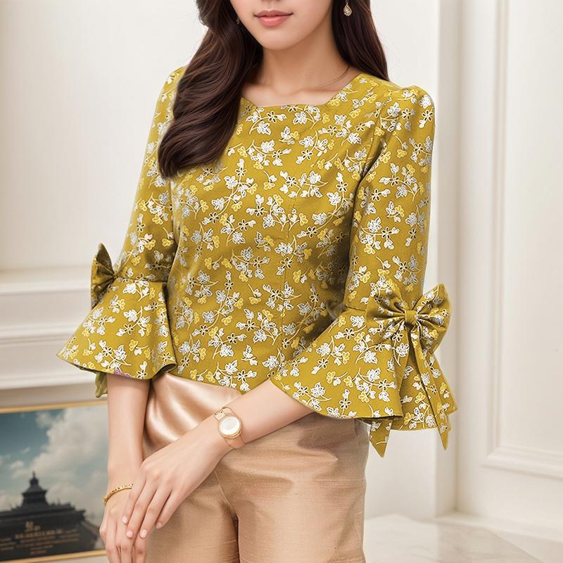 ZANZEA Women Square Neck Casual Loose Floral Print 3/4 Sleeve Blouse