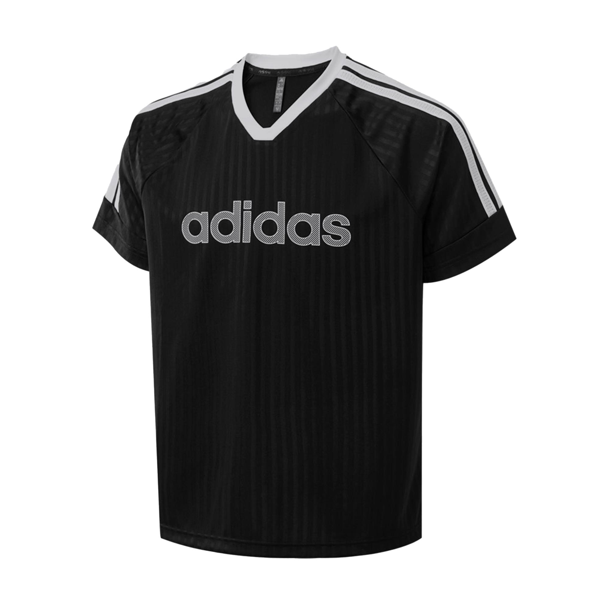 Мужская простая футболка с коротким рукавом и полосками Adidas KW6217 M