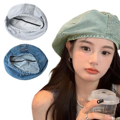 Female Beret Hat Teens Girl Denims Bonnet Cap Cool Octagonal Hat Spring Sunproof Hat Women Headwrap Fashion Painter Cap