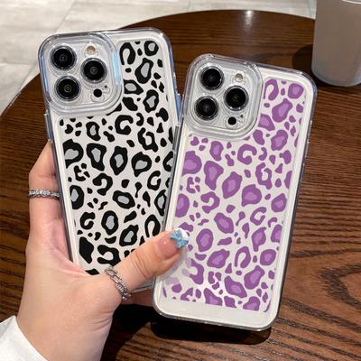 Für iPhone 15 Pro Max 14 Plus 13 12 Mini 11 Pro Hülle Stoßfester Objektivschutz mit Leopardenmuster Weiche, schlanke Silikonhülle