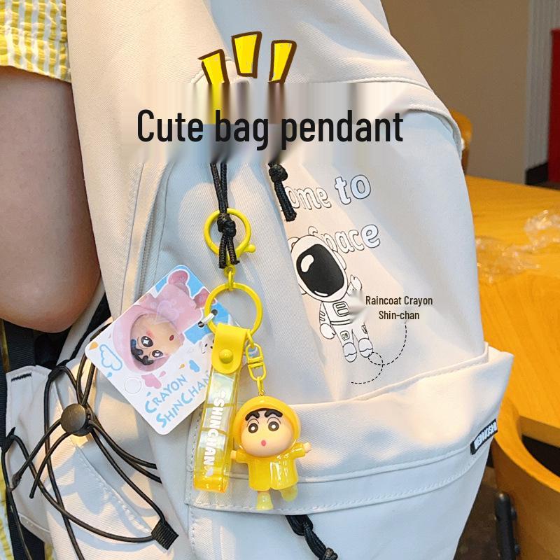 Echter Crayon Shin-chan Plüsch-Schlüsselanhänger: Unisex Regenmantel Anhänger für Schlüssel und Taschen