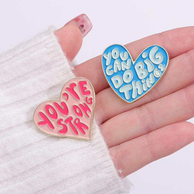 Creative Colorful Heart Shaped Letter Brooches Stylish Cartoon Alloy Badge For All