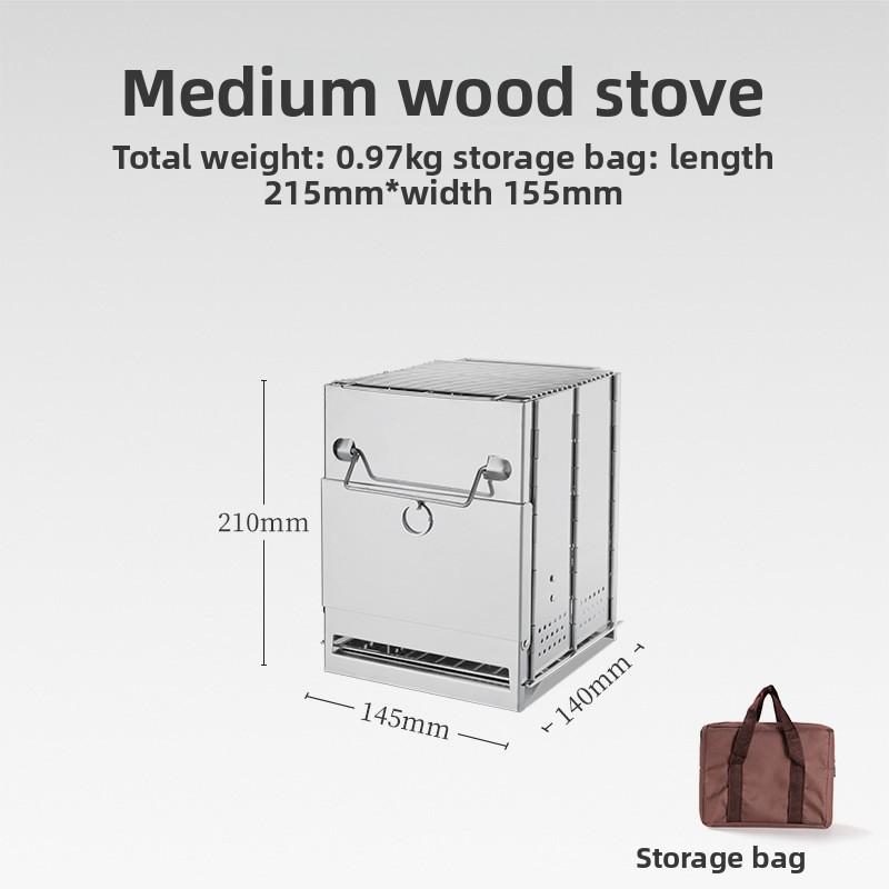 Outdoor folding wood stove: mini stainless steel grill