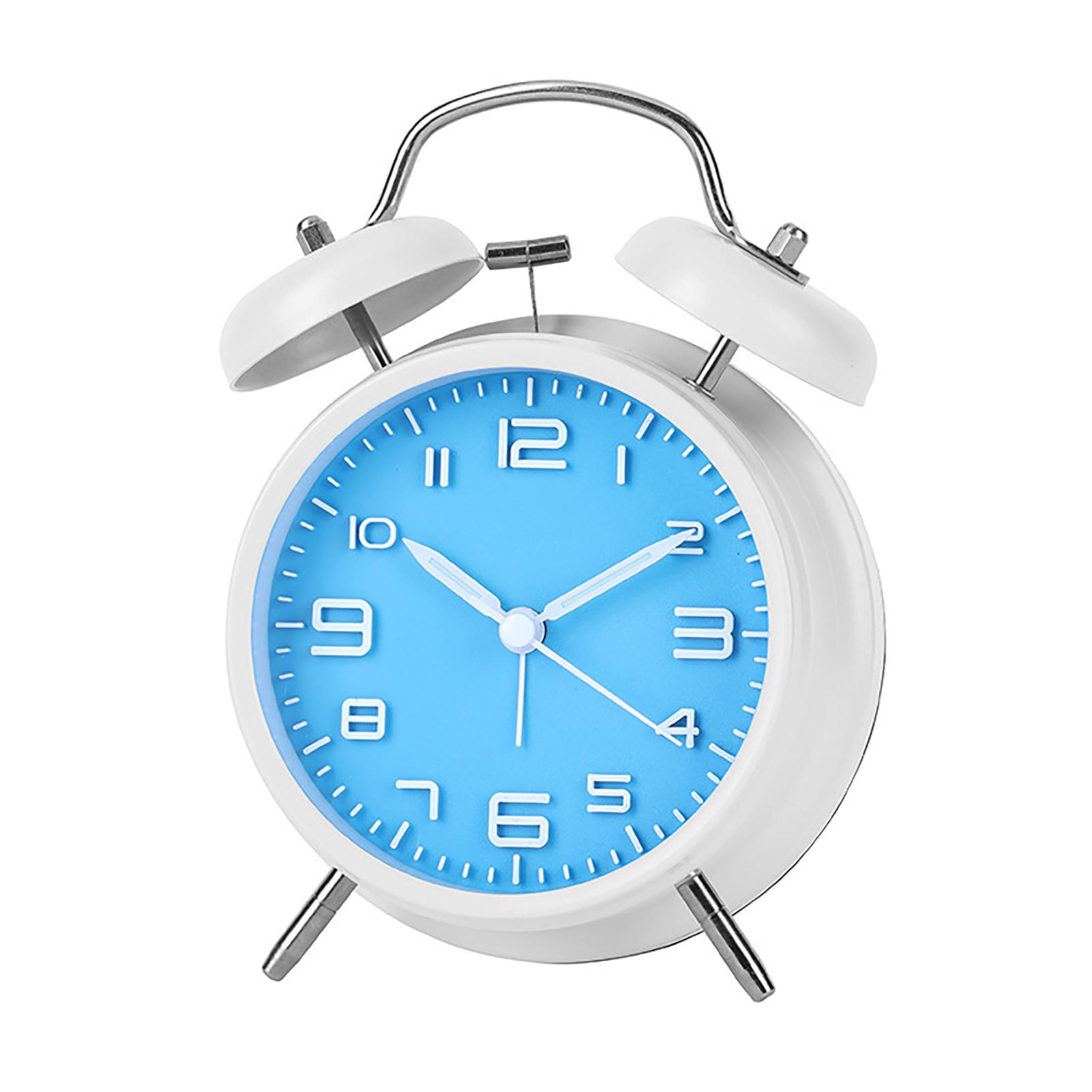 

4 Inch Retro Vintage Twin-Bell Alarm Clock Compact Size Alarm Clock Extra-Loud Metal Bell Clock For Nightstand Desk Bookshelf небесно-голубой