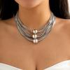 Ingemark Gothic Layered Big Ball Pendant Choker Necklace Women Punk Chunky Thick Box Clavicle Chain Grunge Jewelry Steampunk Men