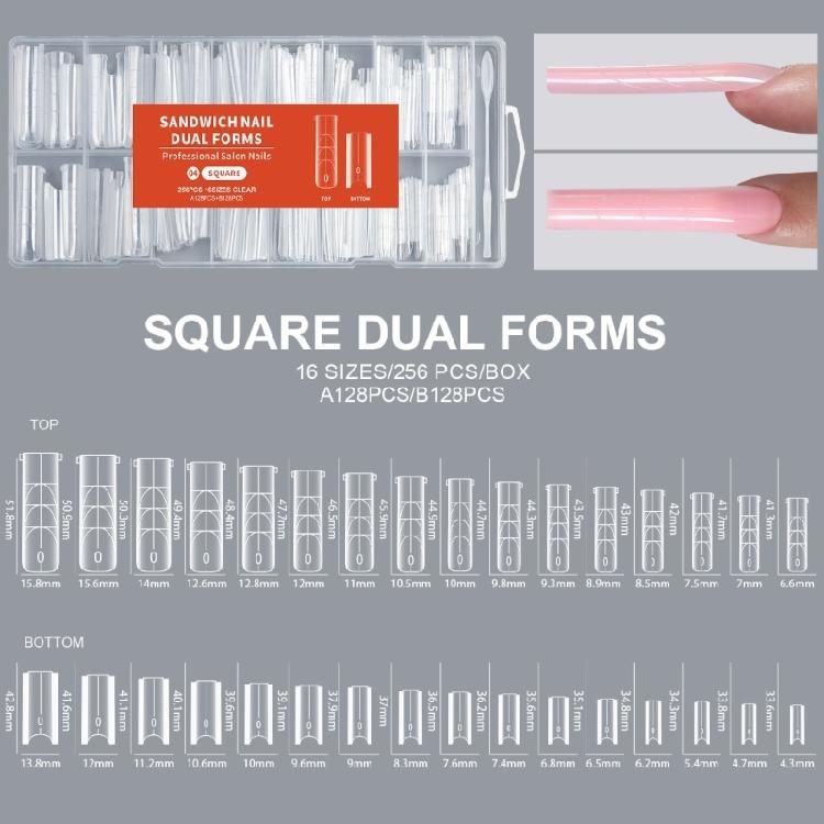 256Pcs Sandwich Plastic Nail Extension Forms Quick Easy No Paper Backing for Salon and Personal Styling
