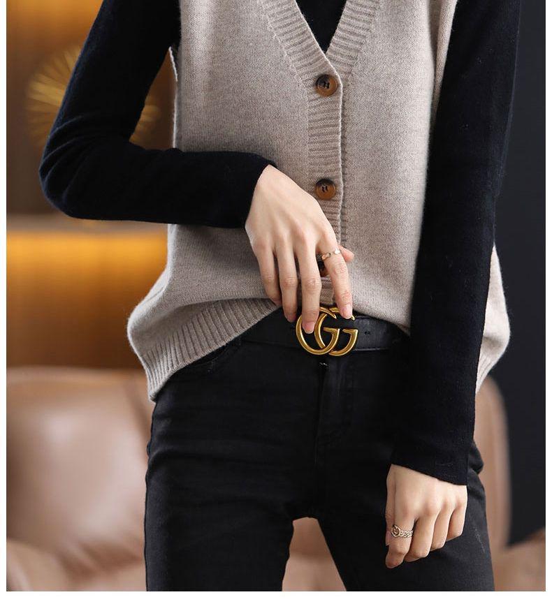 2023 Fashionable Versatile Knit Sleeveless Cardigan Vest for Women - Autumn/Winter Sweater