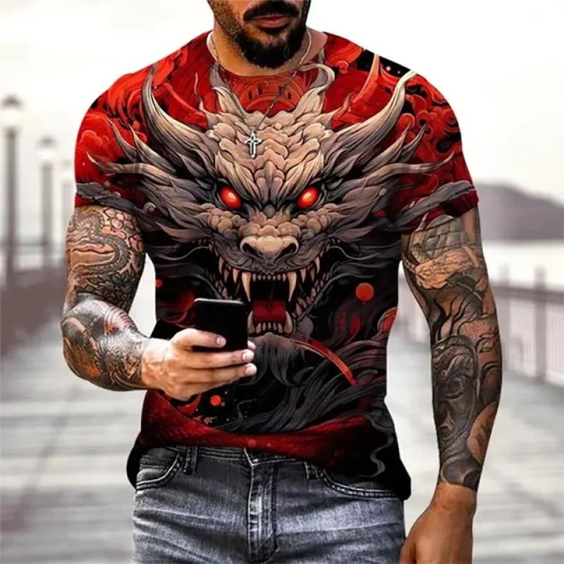 

Чоловіча футболка з тваринами, топи з короткими рукавами з 3D леопардовим принтом, модна вулична футболка в стилі хіп-хоп, велика футболка, літній чоловічий одяг 6XL