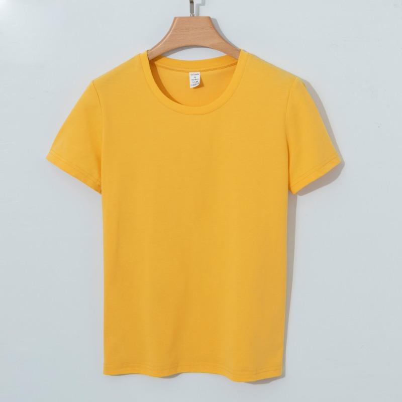 

2025 лето новый высококачественный хлопковый свитер с короткими рукавами и круглым вырезом футболка женская 175/104C (3XL) жёлтый