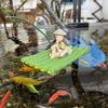 Resin Fisherman Decor Bamboo Raft Fisherman Figurine Elderly Fisherman Resin Statue for Outdoor Decoration for Yard