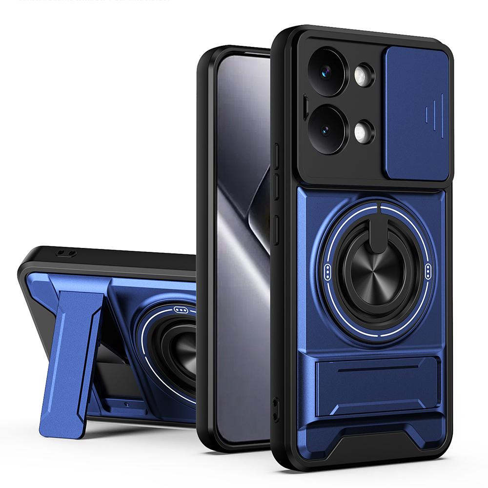 KEYSION Magnetic Phone Case for Xiaomi POCO X8 Pro Max Slide Camera Protection Upright Kickstand 360° Ring Shockproof Back Cover