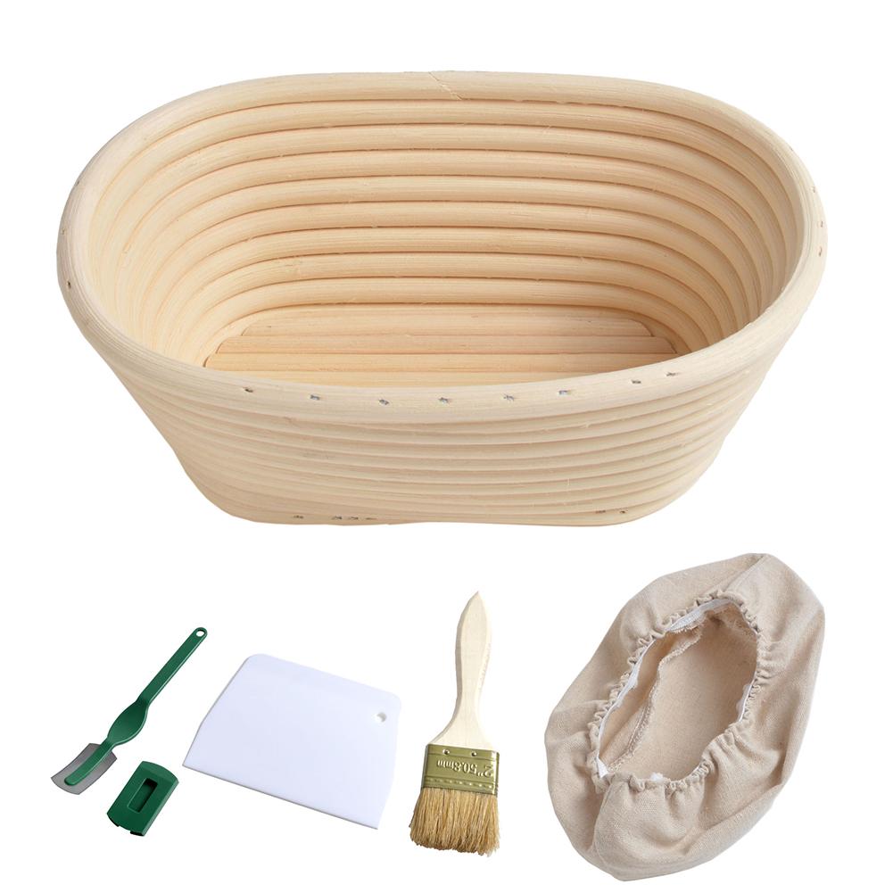 17x12x6cm Oval Baking Dough Bowl with Cloth Liner 1pc Bread Proofing Basket Handmade Bread Dough Proofing Rattan Basket