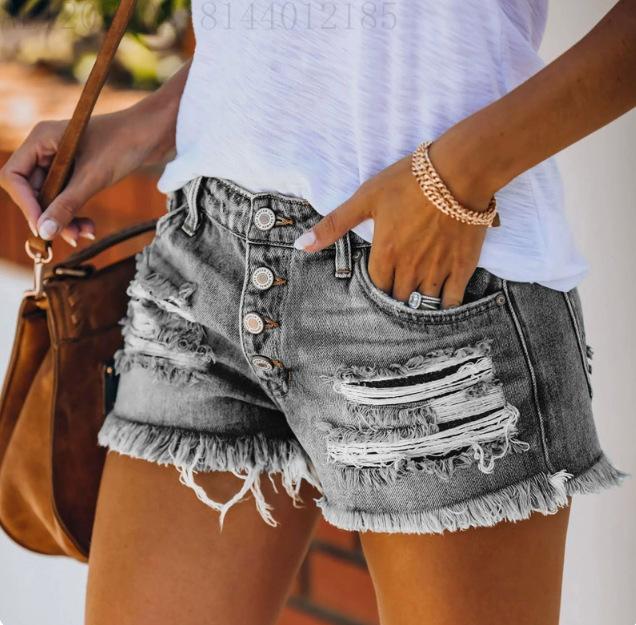 Módní džínové šortky pro ženy s třásněmi, roztrhané, s vysokým pasem, džínové šortky, džíny pro ženy, dámské, letní