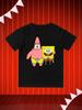 Round Neck Printed Pattern Pullover Short Sleeve Kids Tops SpongeBob and Patrick