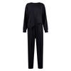 Women's Fashion Color Round Neck Long Sleeved Loose Irregular Sweatshirt Set