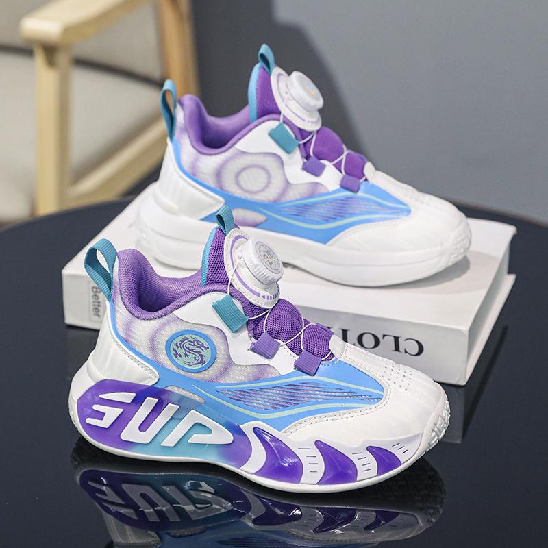 Mädchen Basketballschuhe 2025 Frühling neu Mesh atmungsaktiv Drehverschluss Kinder und Mädchen Sportschuhe Knopf Laufschuhe