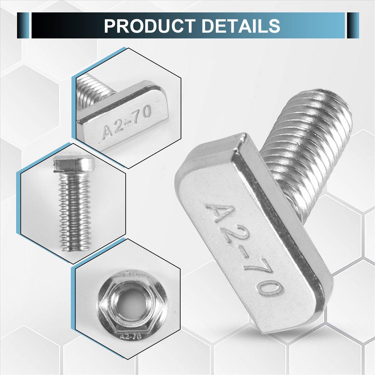 

BHBL 15Pcs T Slot Bolt Replacement,M8 X 20 Screws, A2-70 Rail Track Screws Track Nuts with 15 Flange Nut China Mainland