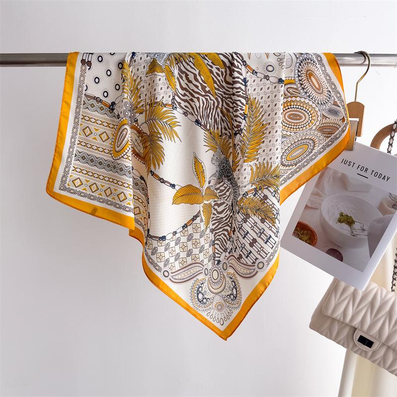 New Luxury Design Square Silk Scarf Women 70*70cm Bandana Soft Hair Band Wrap Hijab Neckerchief Hairband Headband Foulard