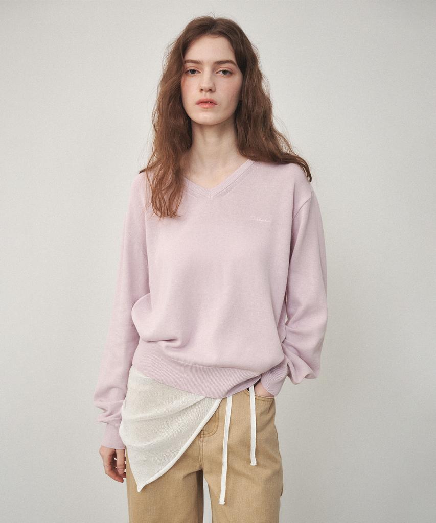 OSTKAKA Cotton V-Neck Pullover Light Pink