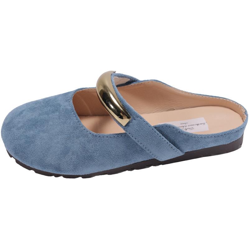 

Retro versatile round head flat bottom suede light mouth single shoes women s 2025 new spring and autumn versatile skirt Mary Jane shoes 40 синій