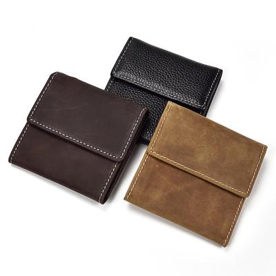 Męski portfel ze skóry bydlęcej z najwyższej półki Skóra Crazy Horse Retro Krótka portmonetka Etui na dowód Torba na karty kredytowe
