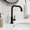 Stainless Steel Kitchen Faucet Convenient Universal Rotatable Spout Faucet Wall-mounted Black Single Cold Water Tap Bathroom