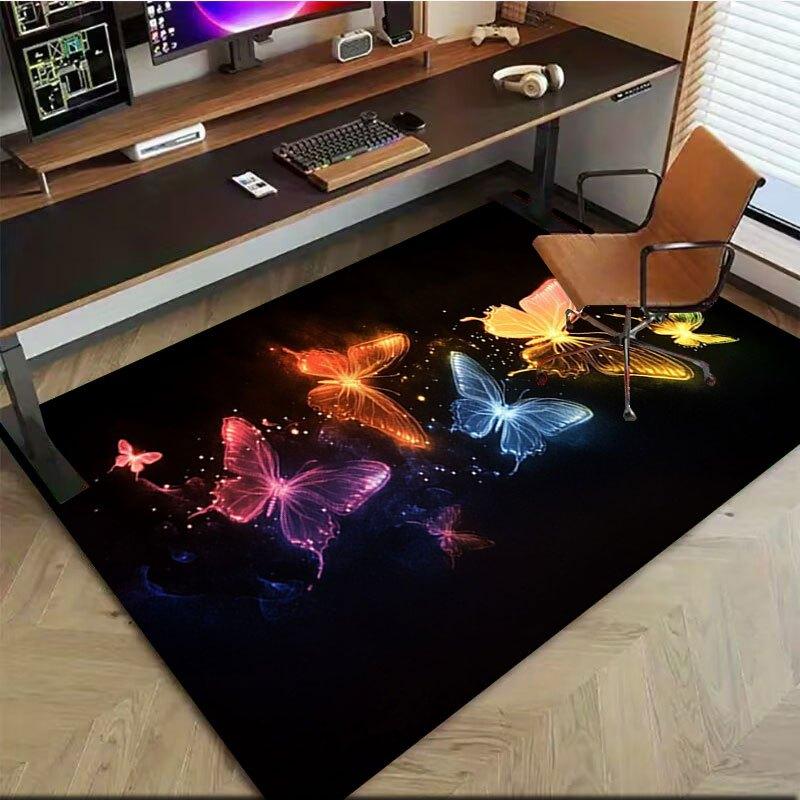 Colorful Glowing Butterfly Phone WallpaperOffice Mat Home Decor Office Desk Chair Rugs Chair Carpet for Office Chair Mat Gift For Halloween