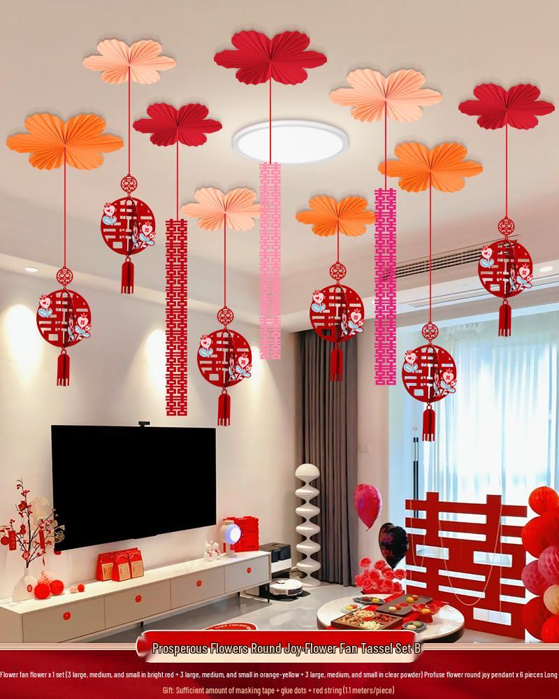 Ceiling Hanging Decorations: Wedding, Living Room, Bedroom, Boudoir Pendants & Fan Floral Ornaments