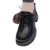 Lace-up Small Leather Shoes Women's Spring New Simple Round Head Lace-up Retro Square Heels Single Shoes
